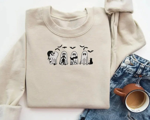 Halloween Embroidered Ghost Sweatshirt