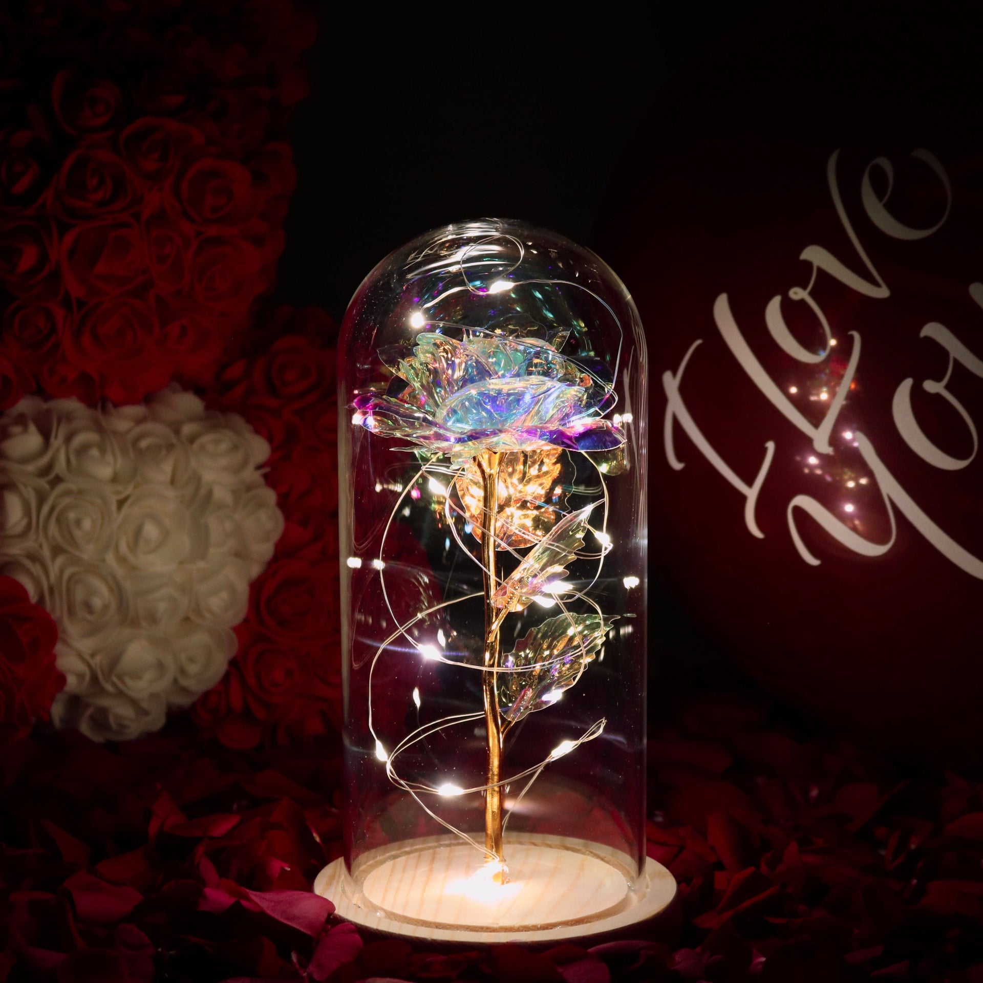Enchanted Galaxy Rose Glass Shade Simulation Sparkly Rose Night Light Gift - Galaxy 商品缩略图