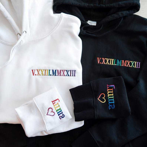 Custom Embroidered Roman Numeral Sweatshirt,Custom Roman Numeral Hoodie, Personalized Date Hoodie, Wedding Hoodie, Couples Gift, Anniversary gift