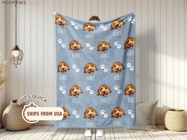 Custom Pet Blanket Using Pet Photo + Name Custom Dog Blanket Personalized Dog Blankets Cat Picture Blanket Pet Photo Blanket Dog Dad Gift