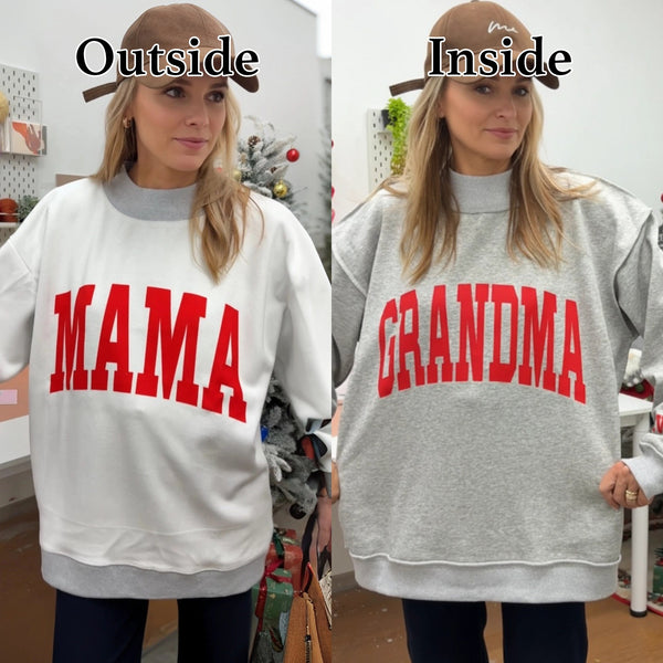 Custom MAMA/GRANDMA Reversible Mockneck