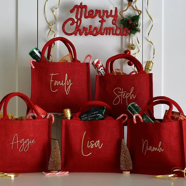 Personalised Luxury embroidered Christmas gift party bag